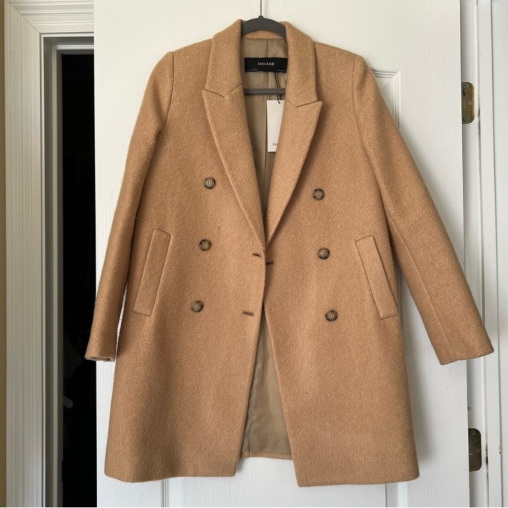 Zara Double Breasted Tan Coat